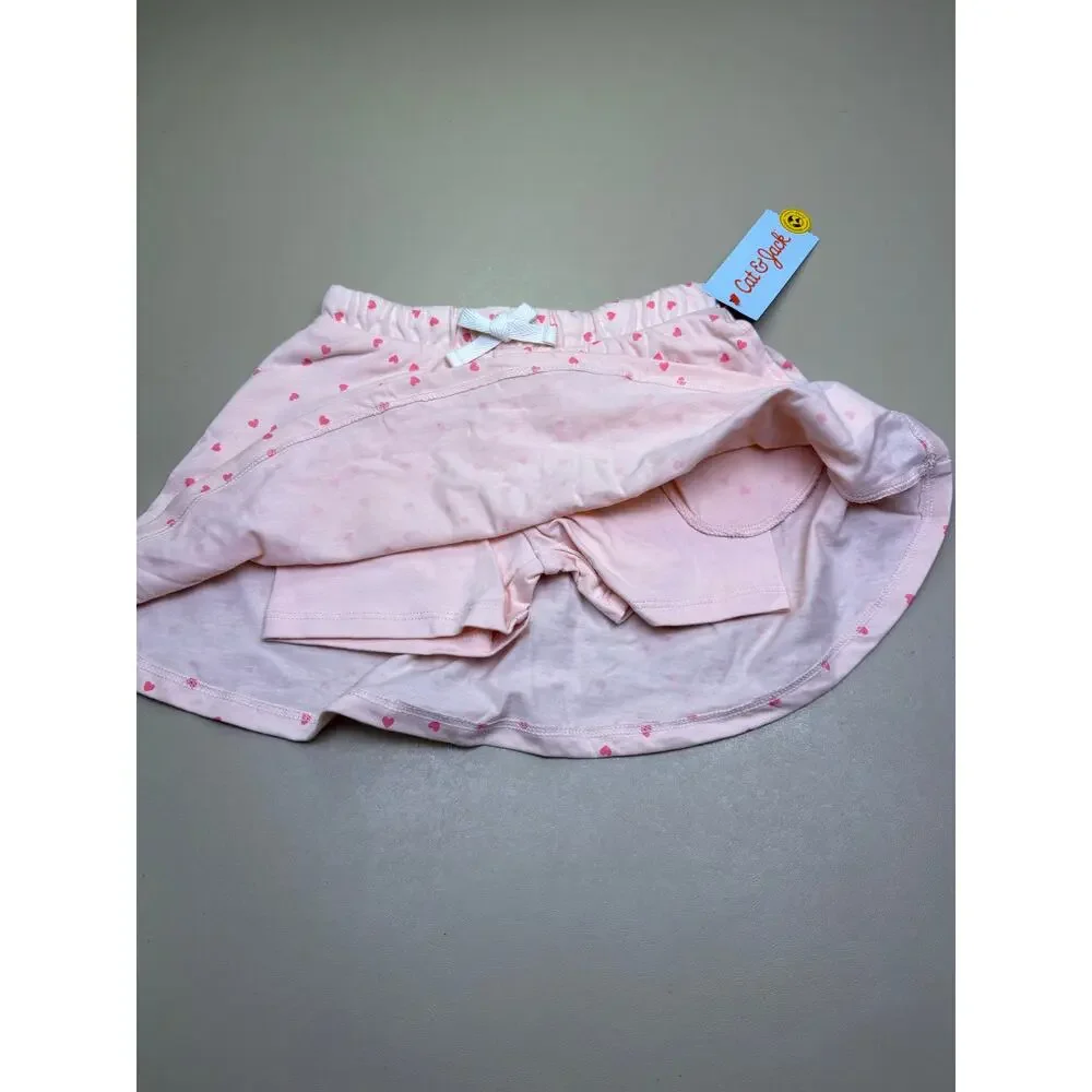 NWT Cat & Jack Girls 5T Pink Shorts & Heart Print Skort Bundle Summer Outfit Set